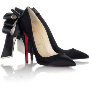 Unworn Louboutin Black satin pumps size 8.5
